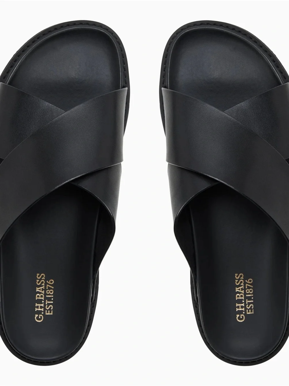 G.H. Bass & Co. Black Leather Slide Sandals